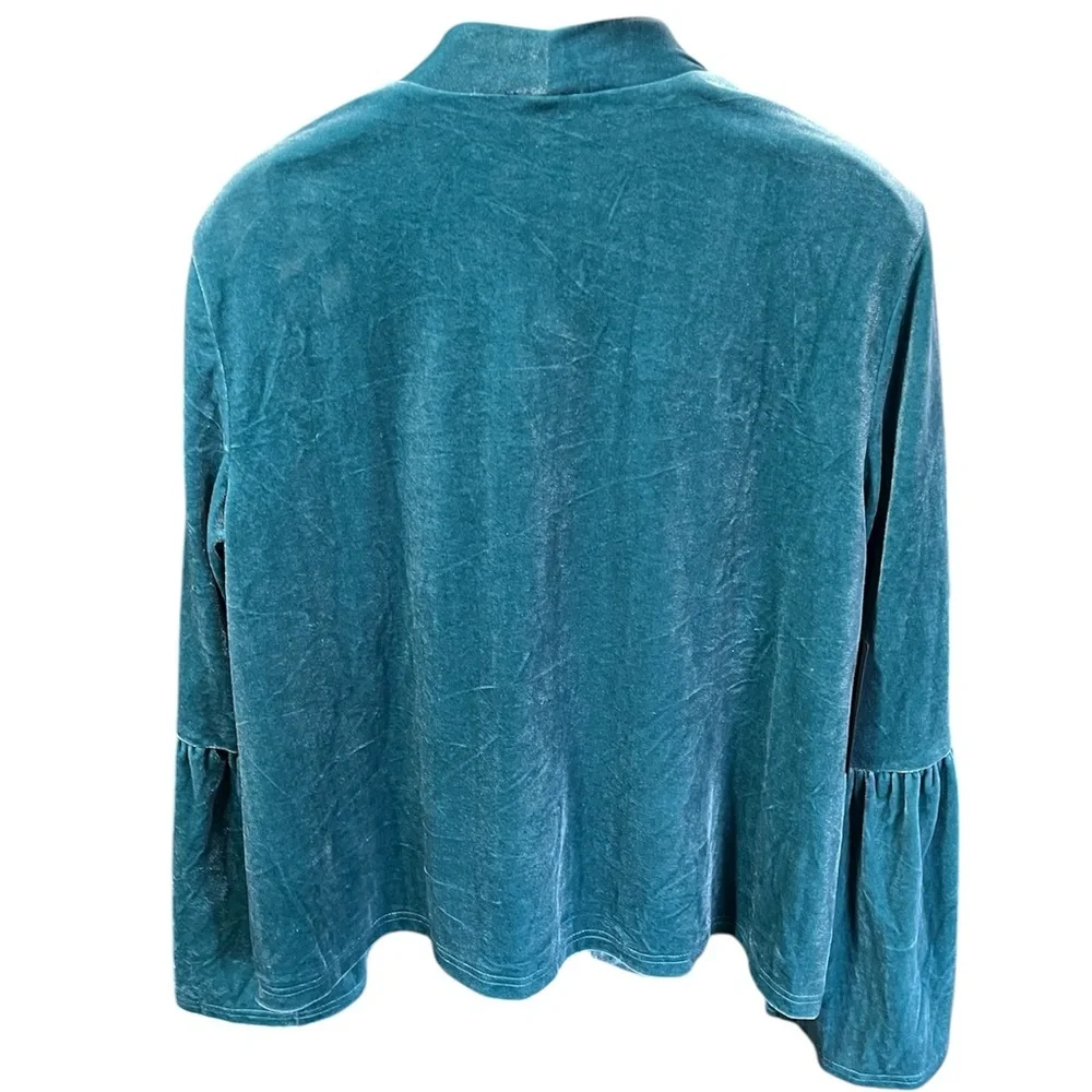 Mystree Teal Velvet Kimono with Embroidery Large - Picture 6 of 11